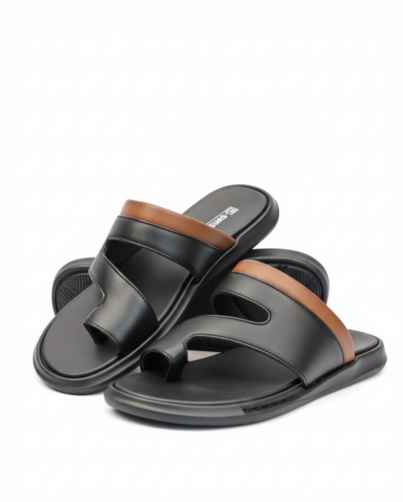 Men’s Classic Leather Slip-On Chappal – Black