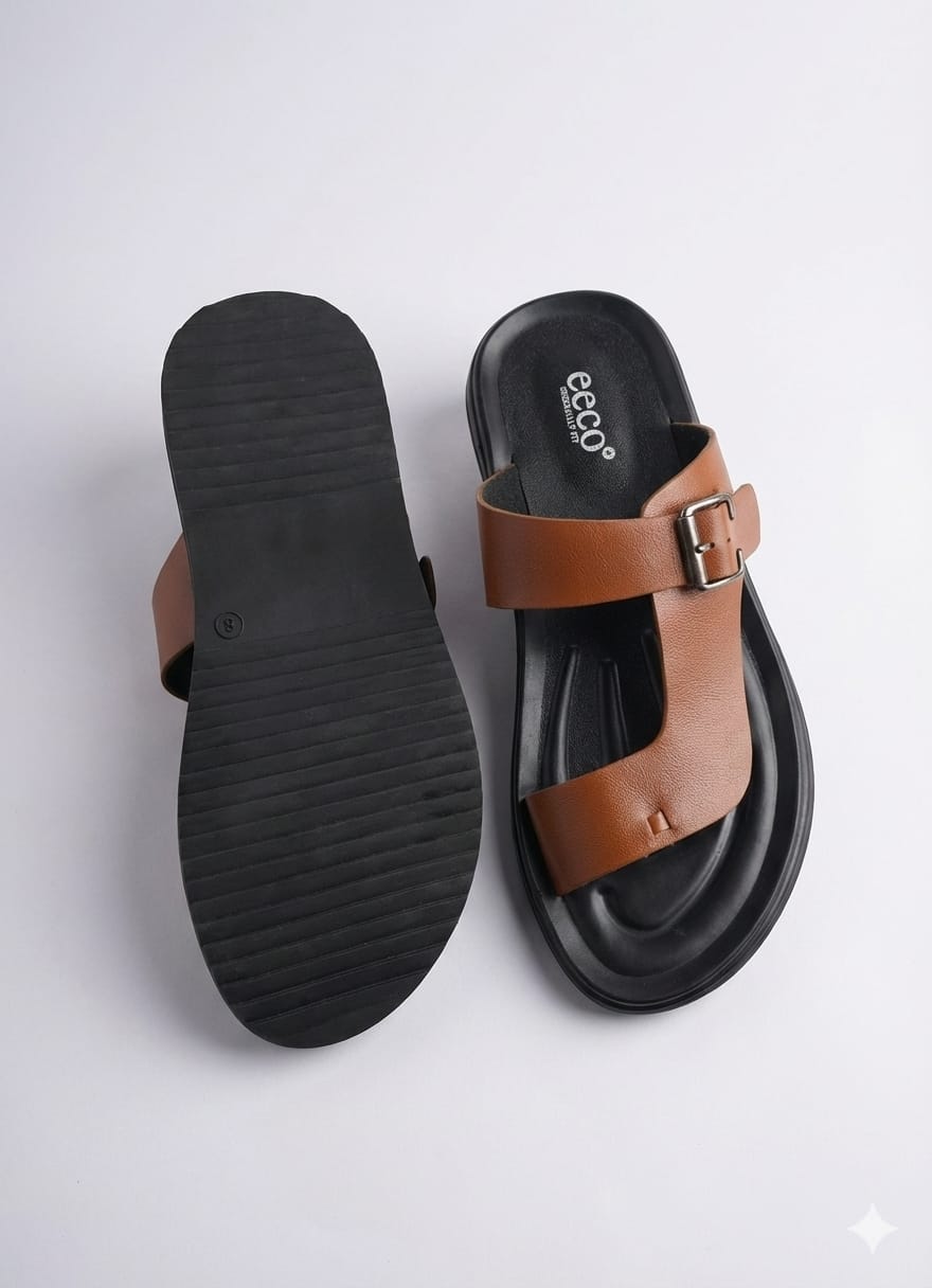 Men’s Brown Adjustable Buckle Sandals with Cushioned Sole
